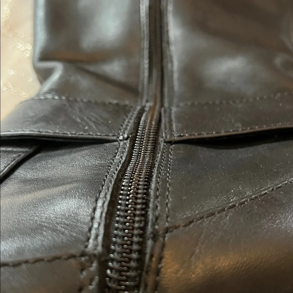 Crown by Born Black Upper Leather Over the Knee Boots with Buckle Details Size 8